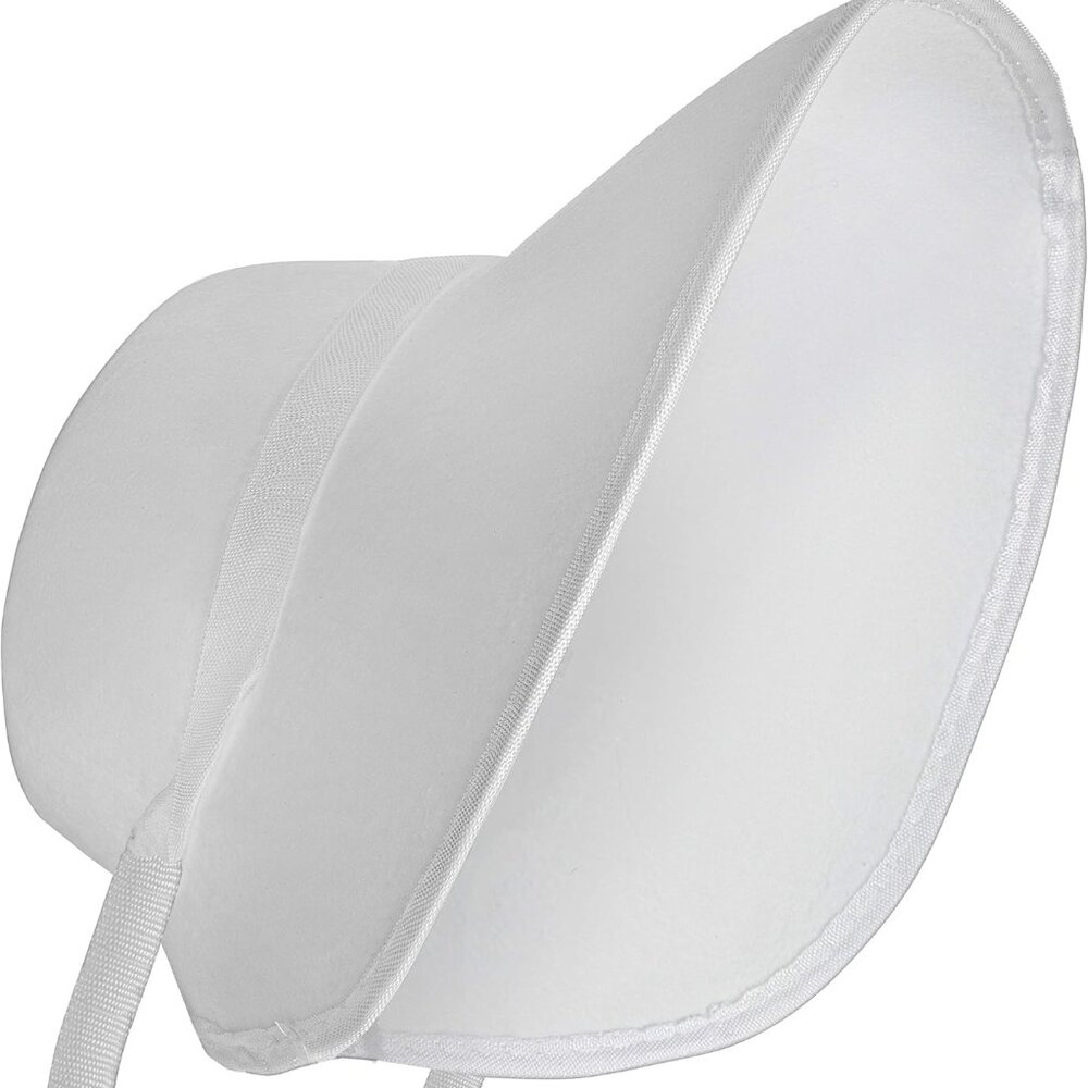 Vintage Old Fashioned Bonnet - White Colonial Pioneer Prairie Felt Sun Hat Costu